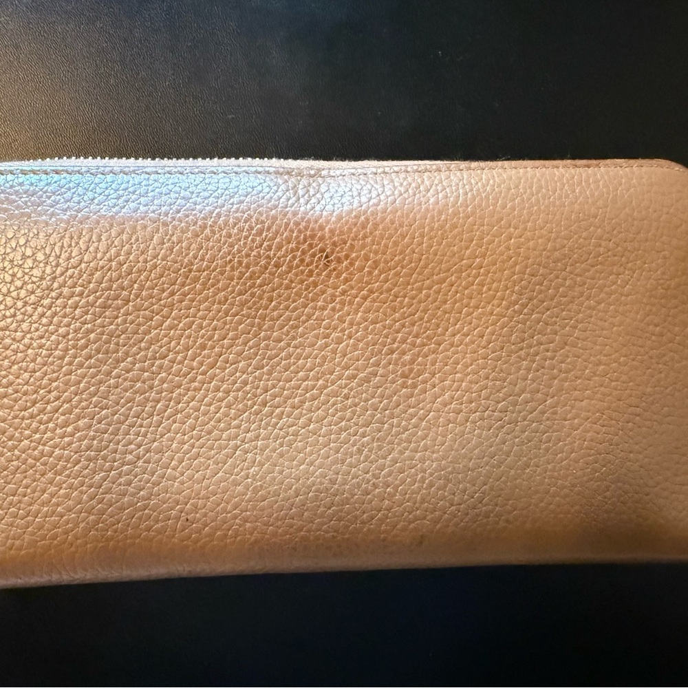 Prada Saffiano Pebbled Leather Zip Wallet - Beige orange lining - Picture 2 of 4